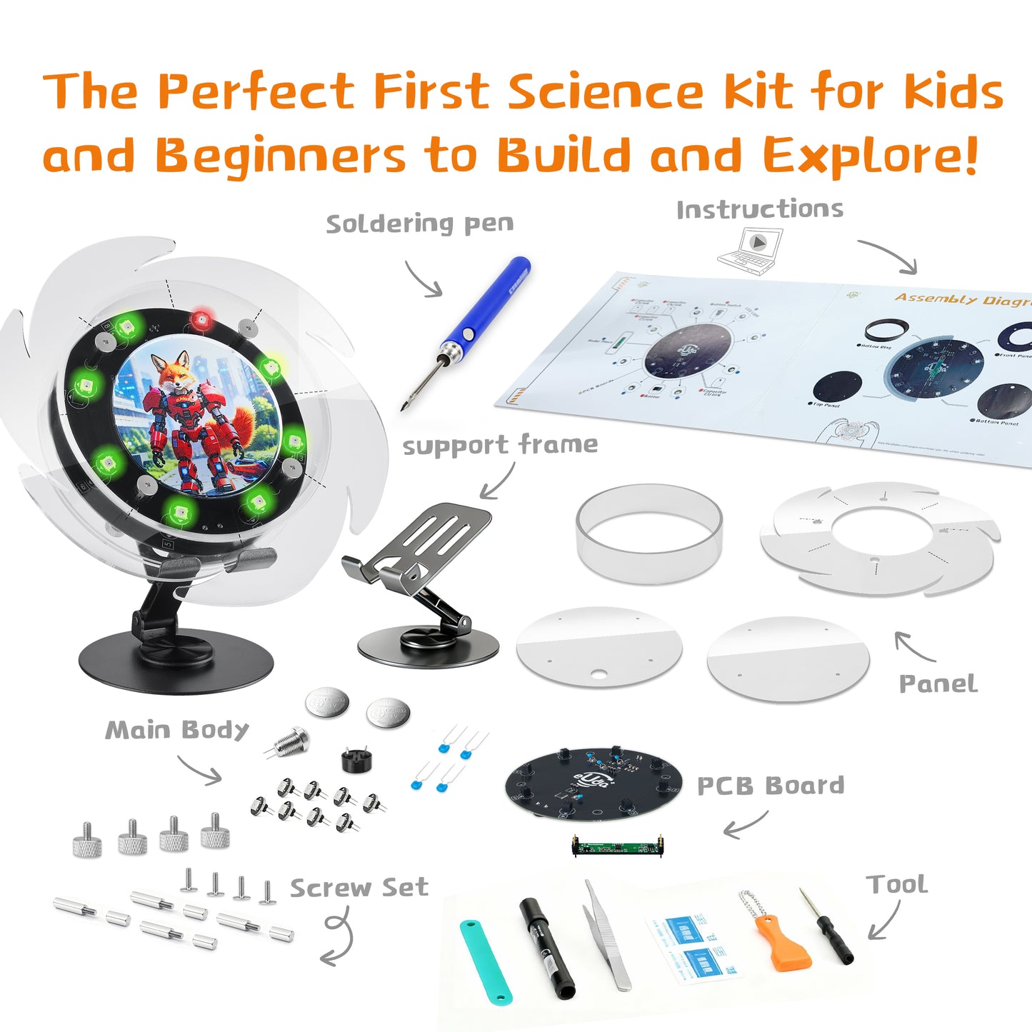Spin The Wheel Soldering STEM Science Building Kit for Kids–Electronic Easy DIY Science Gadgets & Crafts–Unique Educational Gift Toys