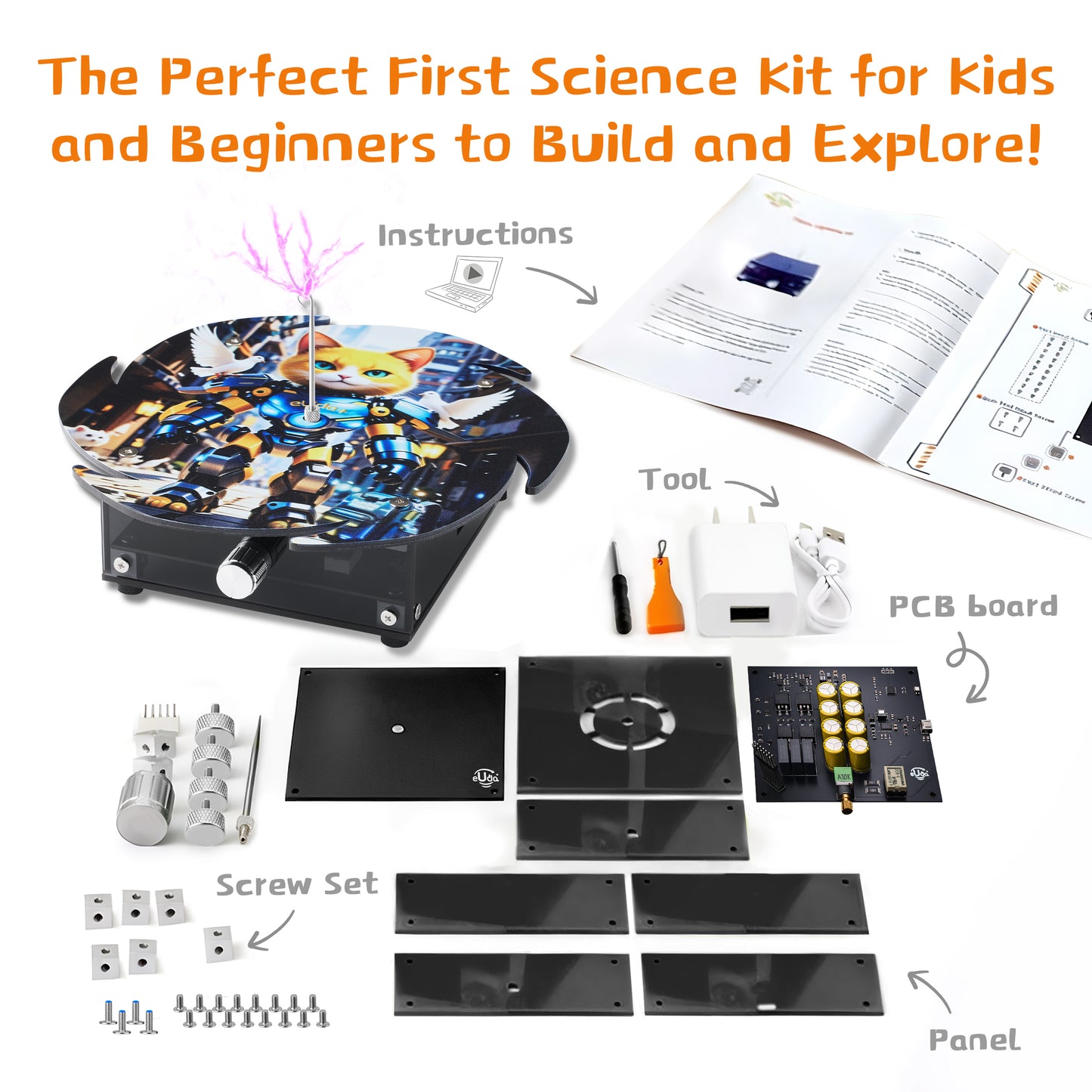Tesla Lightning Assembly STEM Science Electronic Building Kit for Kids–Easy DIY & Crafts–Unique Educational Gift Toys