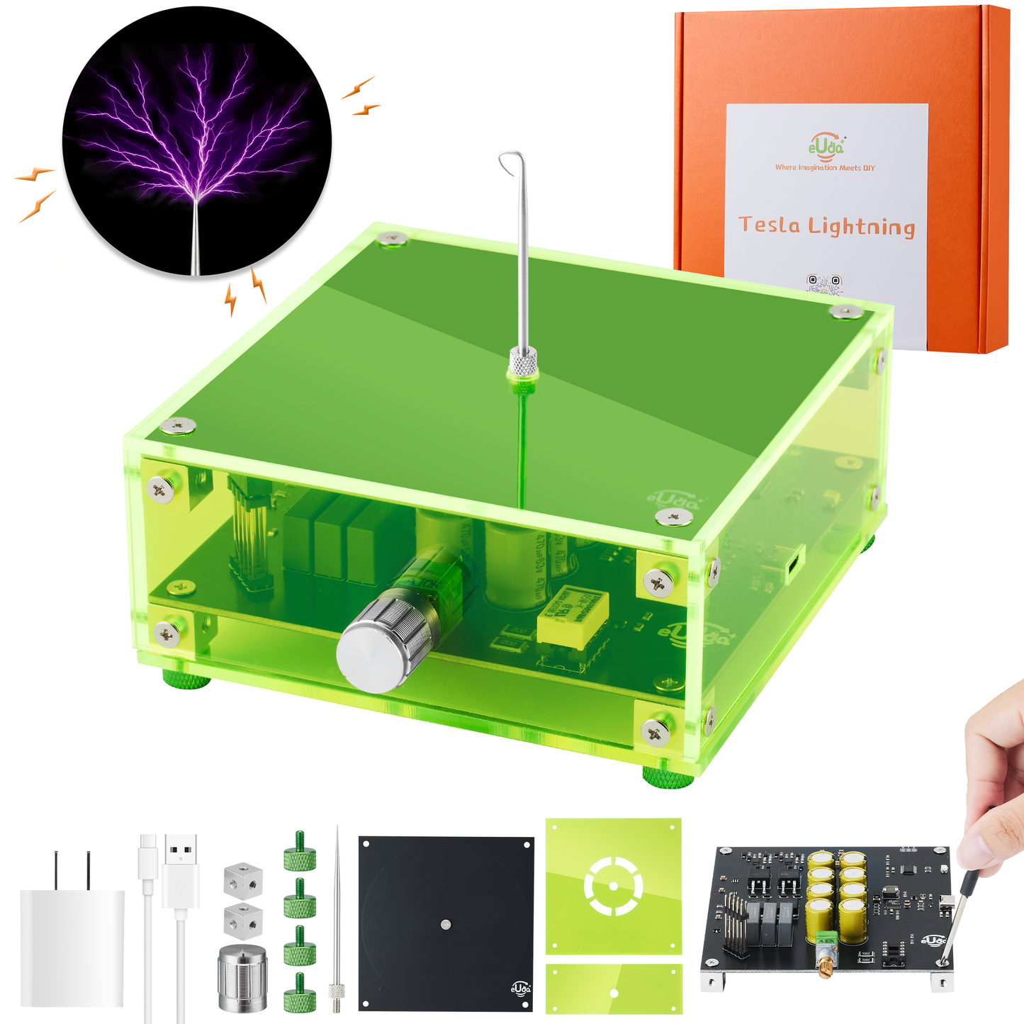 STEM DIY Assembly Tesla Lightning Coil  - Fun Science Kit for Kids & Teens