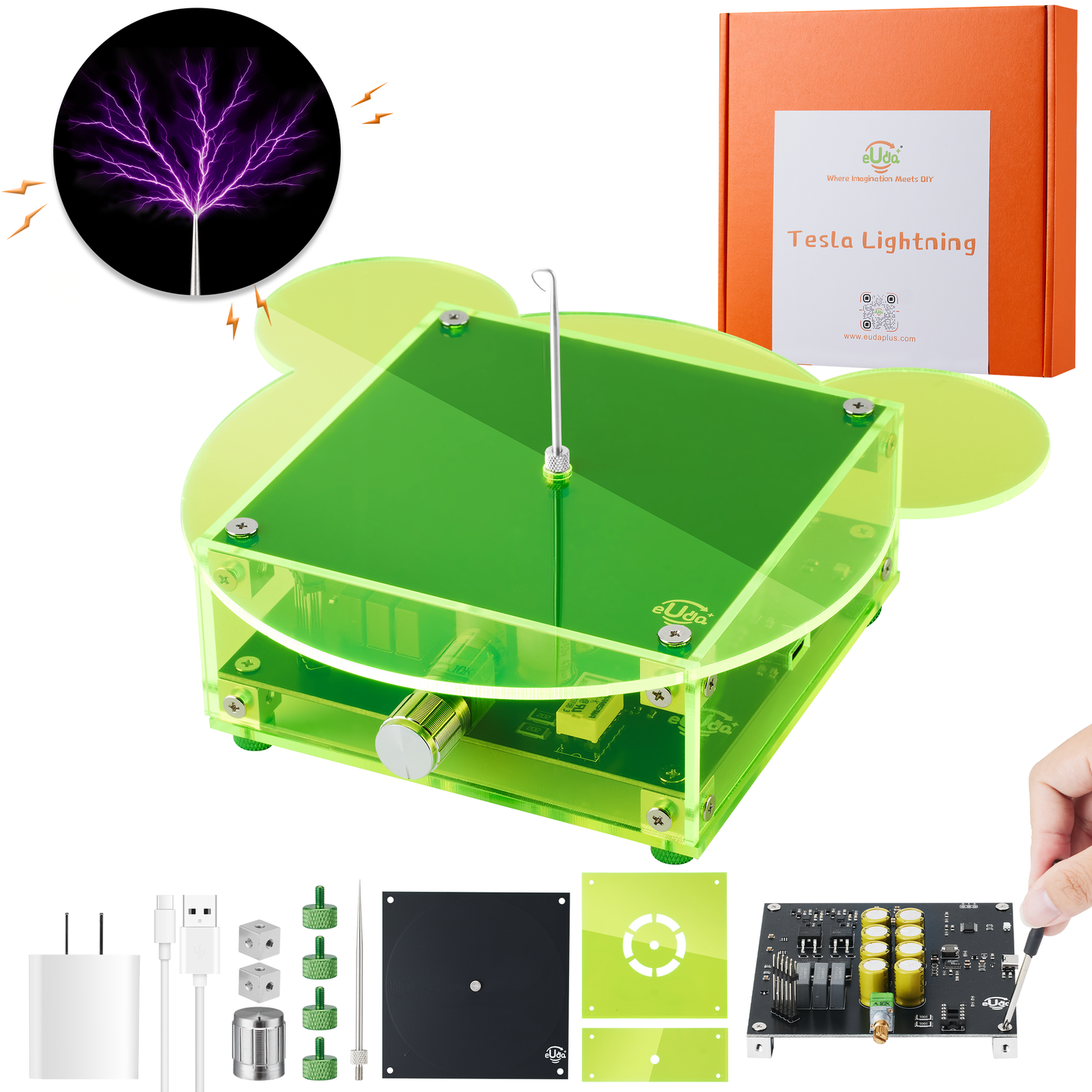 STEM DIY Assembly Tesla Lightning Coil  - Fun Science Kit for Kids & Teens