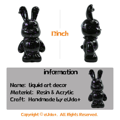 Viral Sensation: Handmade Fluid Bunny Figurine – Quirky, One-of-a-Kind Cartoon Sculpture | Polyresin Decor