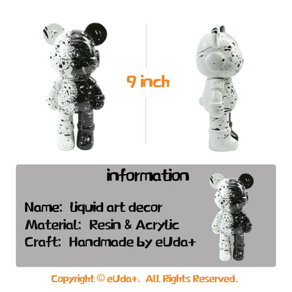 Viral Sensation: Handmade Fluid Bear Figurine – Quirky, One-of-a-Kind Cartoon Sculpture | Polyresin Decor