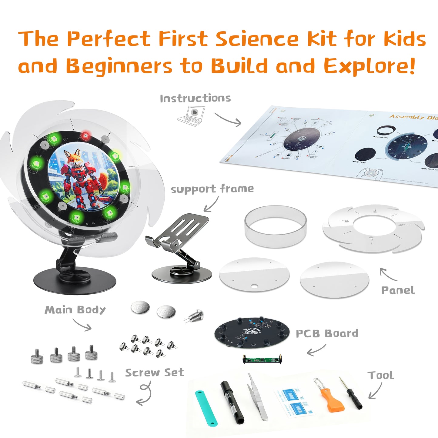 Spin The Wheel Assembly STEM Science Building Kit for Kids–Electronic Easy DIY Science Gadgets & Crafts–Unique Educational Gift Toys