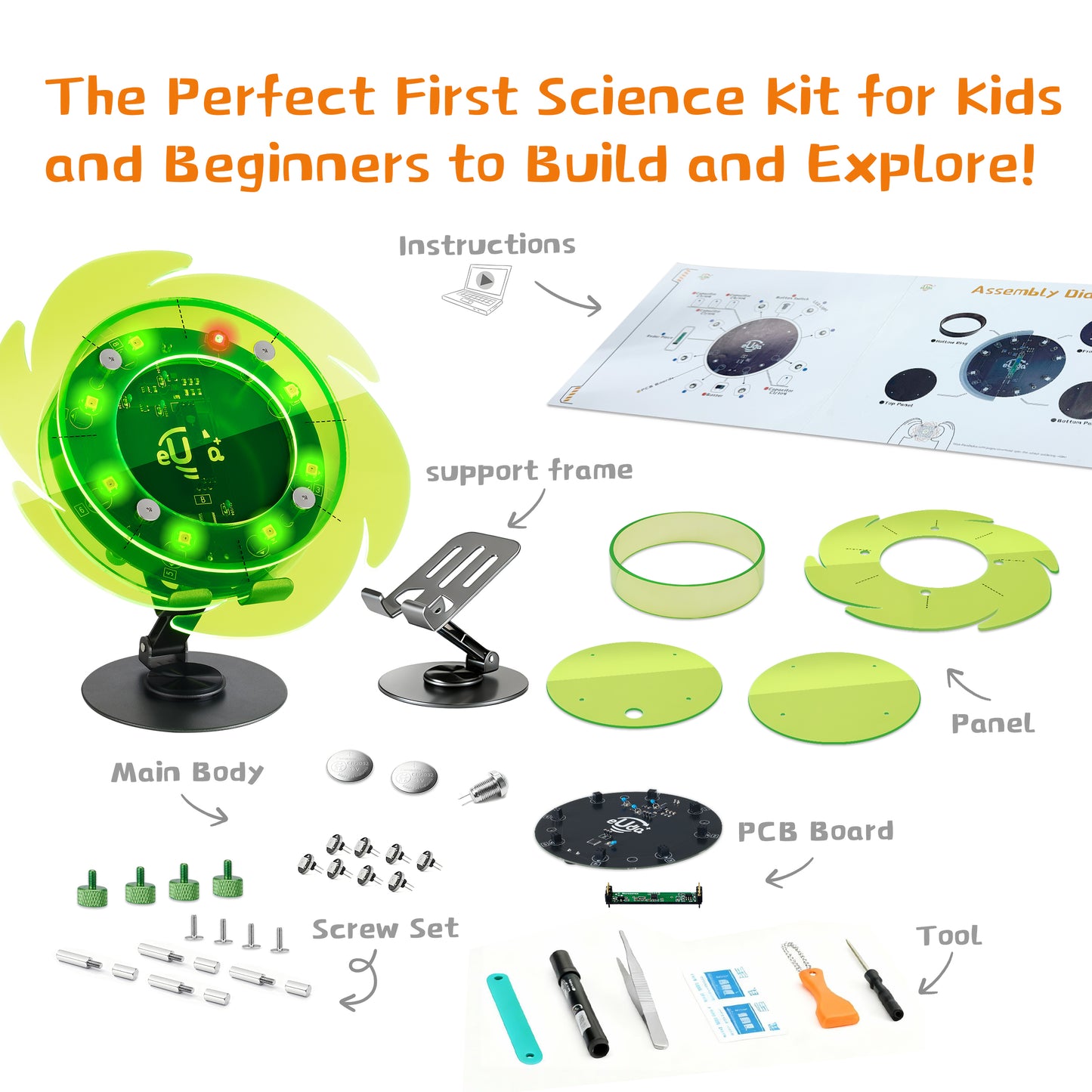 Spin The Wheel Assembly STEM Science Building Kit for Kids–Electronic Easy DIY Science Gadgets & Crafts–Unique Educational Gift Toys