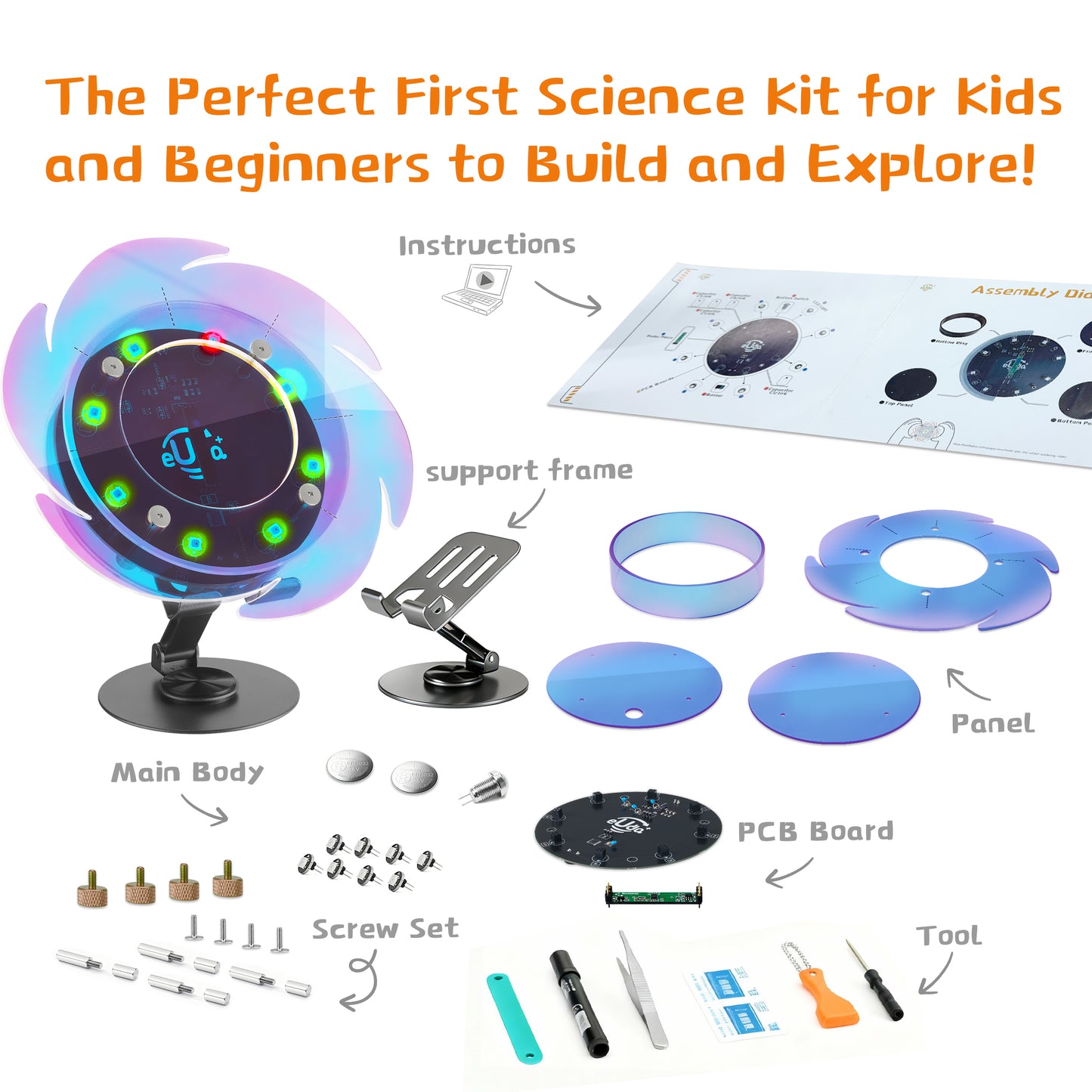 Spin The Wheel Assembly STEM Science Building Kit for Kids–Electronic Easy DIY Science Gadgets & Crafts–Unique Educational Gift Toys