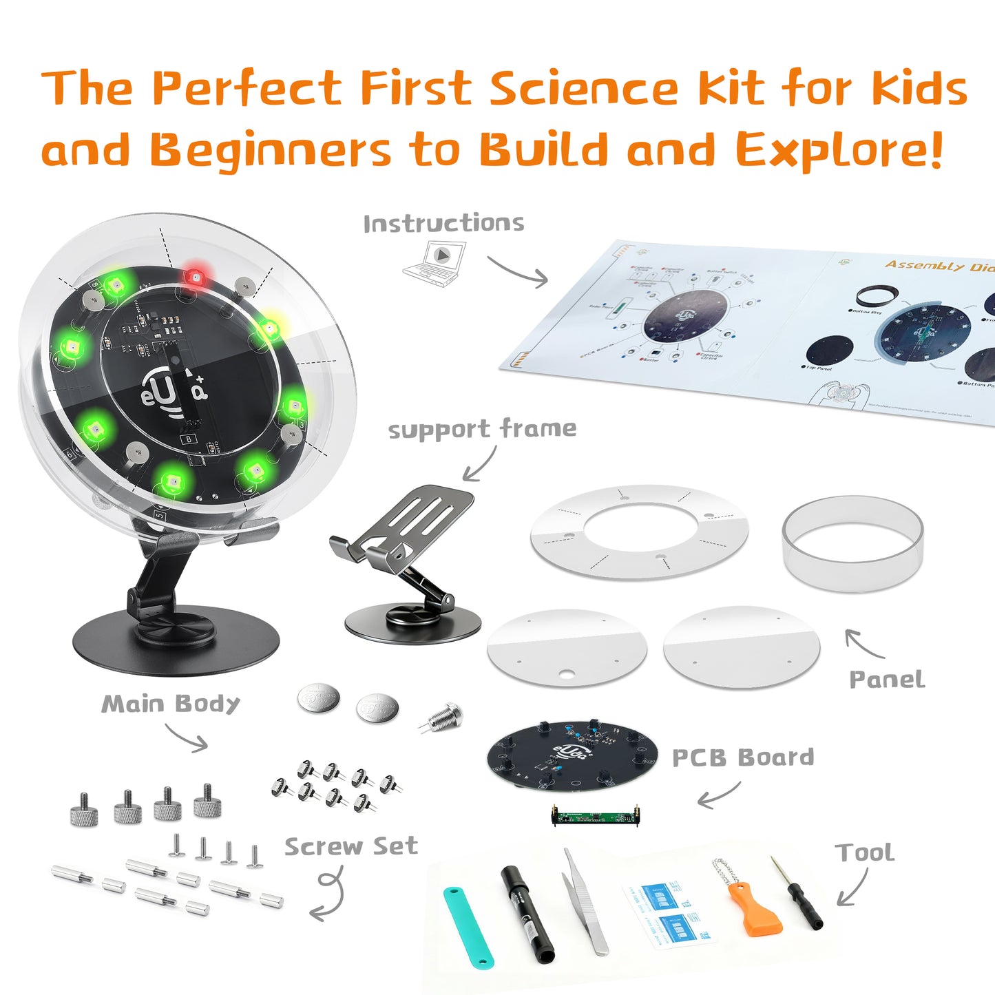 Spin The Wheel Assembly STEM Science Building Kit for Kids–Electronic Easy DIY Science Gadgets & Crafts–Unique Educational Gift Toys