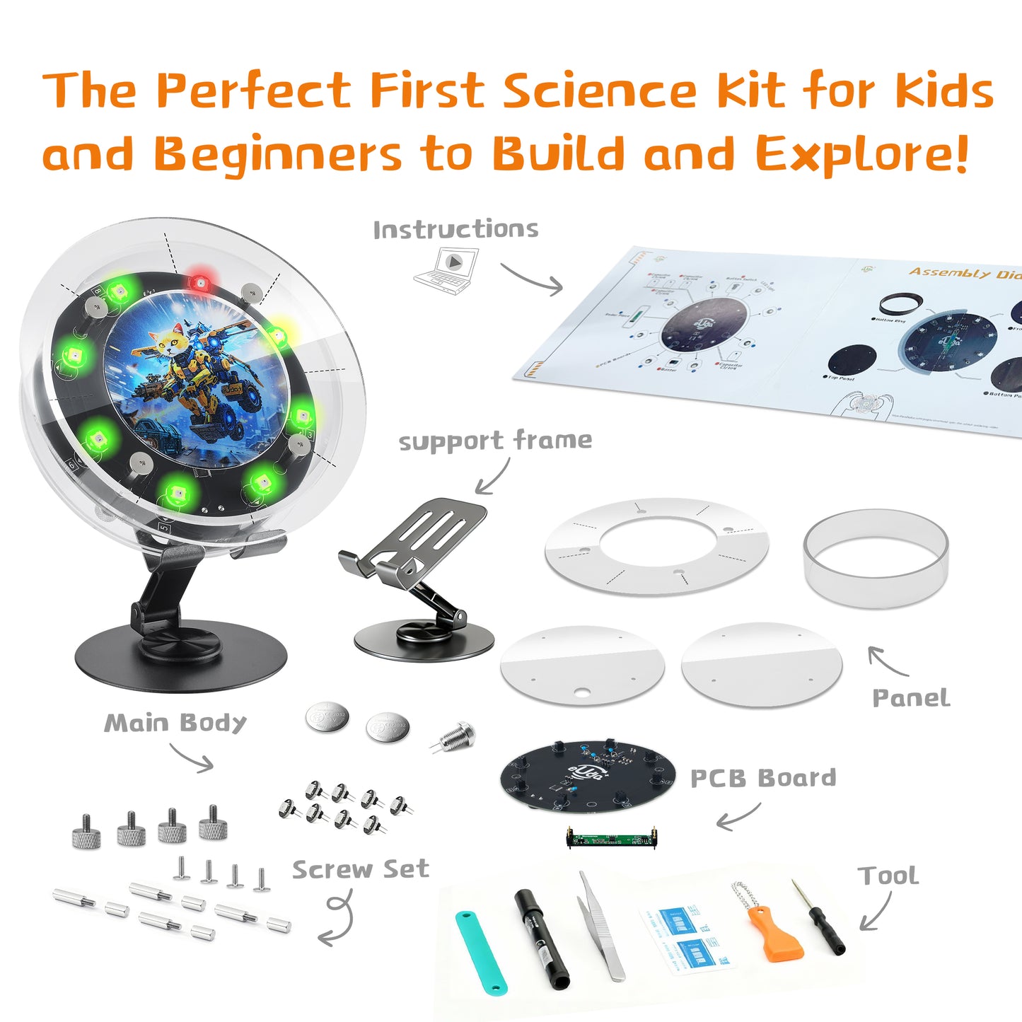 Spin The Wheel Assembly STEM Science Building Kit for Kids–Electronic Easy DIY Science Gadgets & Crafts–Unique Educational Gift Toys