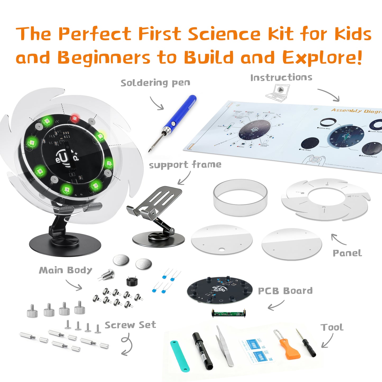 Spin The Wheel Soldering STEM Science Building Kit for Kids–Electronic Easy DIY Science Gadgets & Crafts–Unique Educational Gift Toys