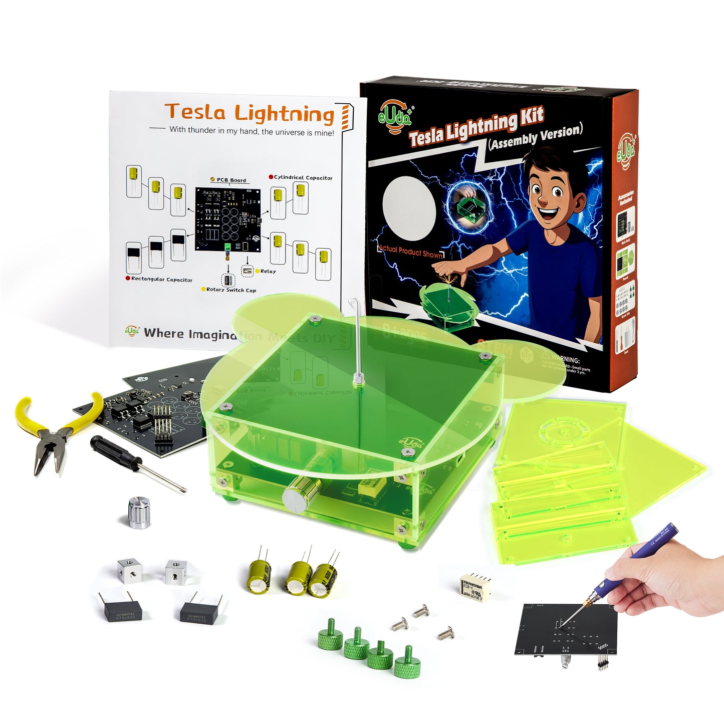 Tesla Lightning Soldering STEM Science Electronic Building Kit for Kids–Easy DIY & Crafts–Unique Educational Gift Toys