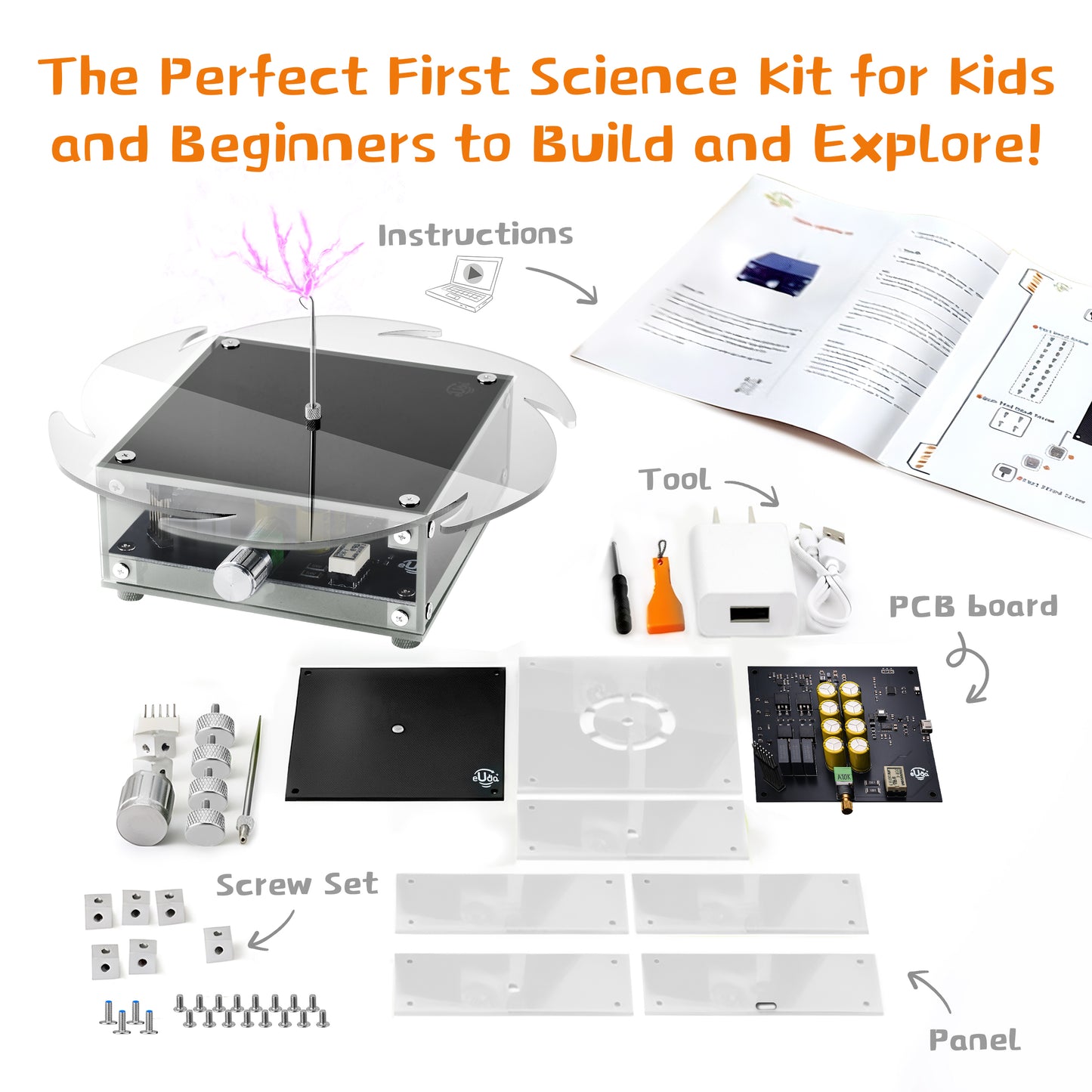 Tesla Lightning Assembly STEM Science Electronic Building Kit for Kids–Easy DIY & Crafts–Unique Educational Gift Toys