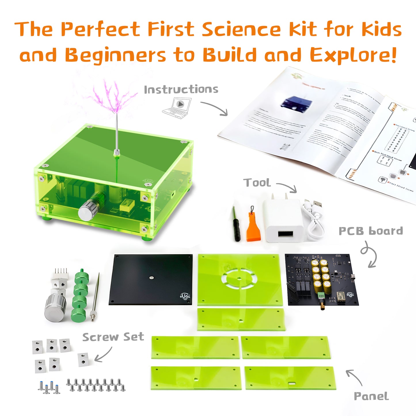 Tesla Lightning Assembly STEM Science Electronic Building Kit for Kids–Easy DIY & Crafts–Unique Educational Gift Toys