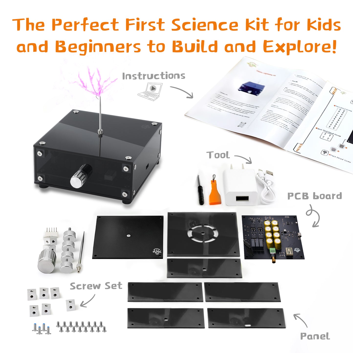 Tesla Lightning Assembly STEM Science Electronic Building Kit for Kids–Easy DIY & Crafts–Unique Educational Gift Toys