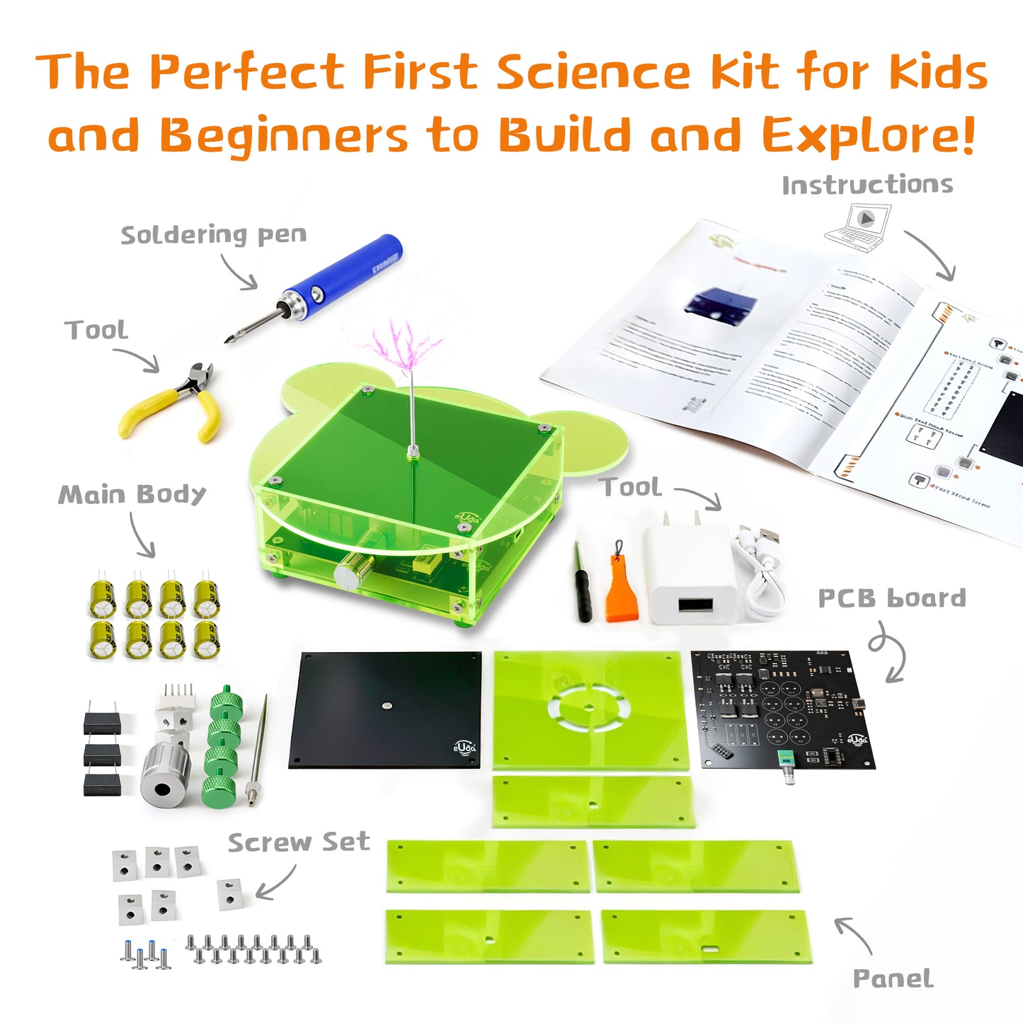 Tesla Lightning Soldering STEM Science Electronic Building Kit for Kids–Easy DIY & Crafts–Unique Educational Gift Toys