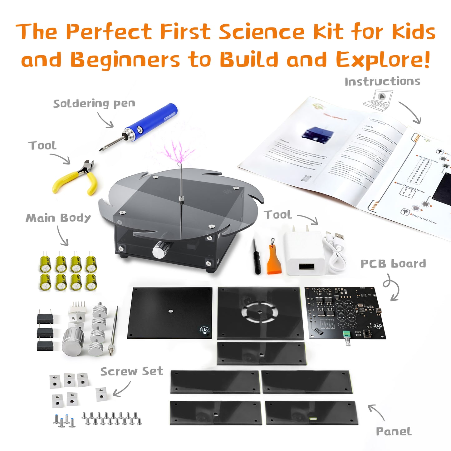 Tesla Lightning Soldering STEM Science Electronic Building Kit for Kids–Easy DIY & Crafts–Unique Educational Gift Toys