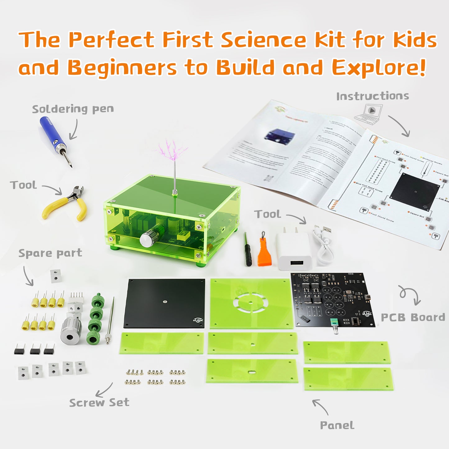 Tesla Lightning Soldering STEM Science Electronic Building Kit for Kids–Easy DIY & Crafts–Unique Educational Gift Toys