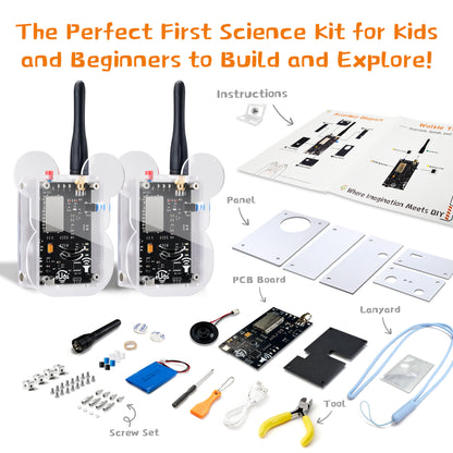 Walkie Talkies Assembly STEM Science Building Kit for Kids–Electronic Easy DIY Science Gadgets & Crafts–Unique Educational Gift Toys