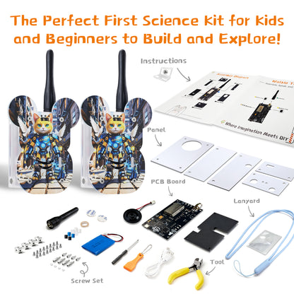 Walkie Talkies Assembly STEM Science Building Kit for Kids–Electronic Easy DIY Science Gadgets & Crafts–Unique Educational Gift Toys
