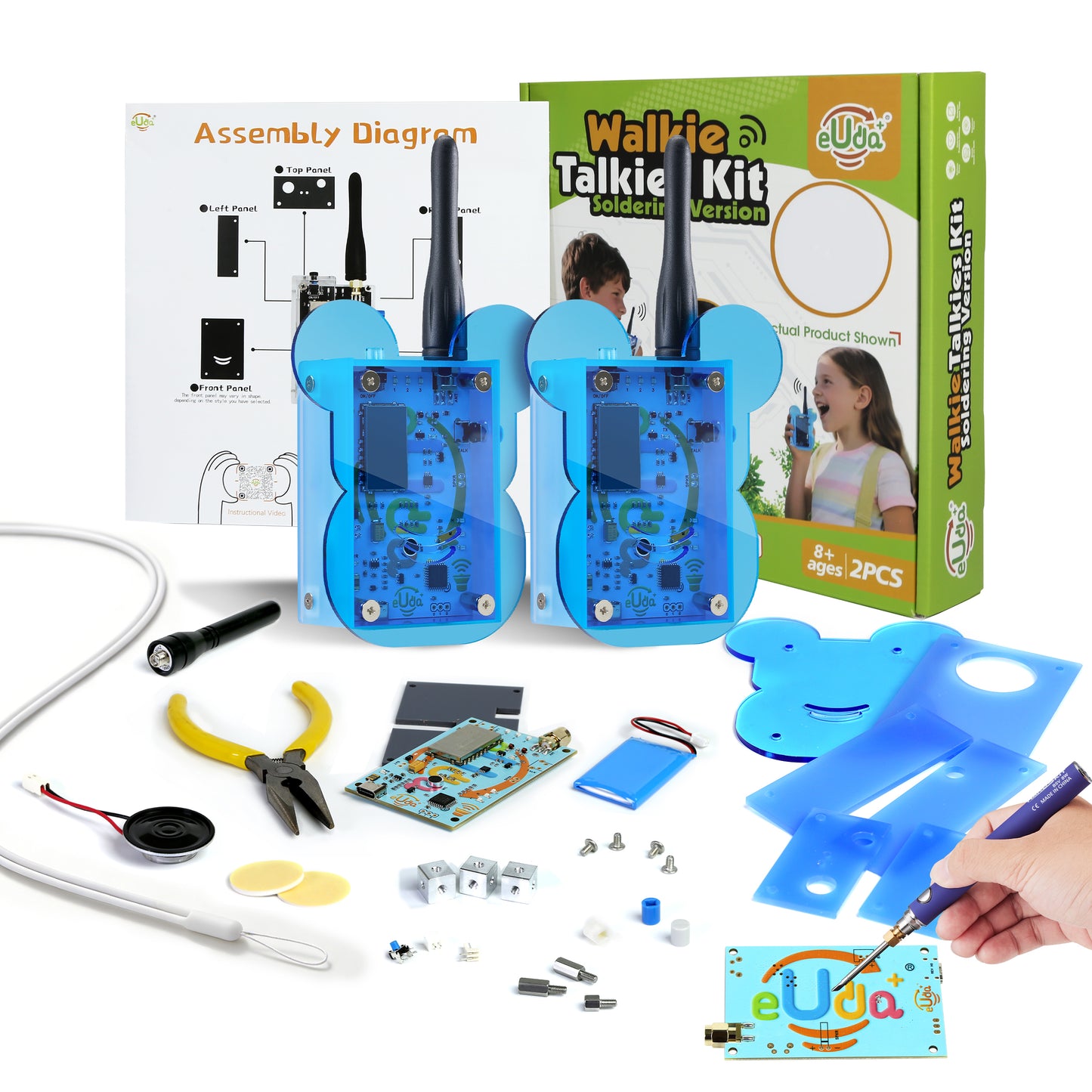 Walkie Talkies Soldering STEM Science Building Kit for Kids–Electronic Easy DIY Science Gadgets & Crafts–Unique Educational Gift Toys