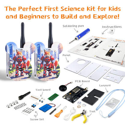 Walkie Talkies Soldering STEM Science Building Kit for Kids–Electronic Easy DIY Science Gadgets & Crafts–Unique Educational Gift Toys