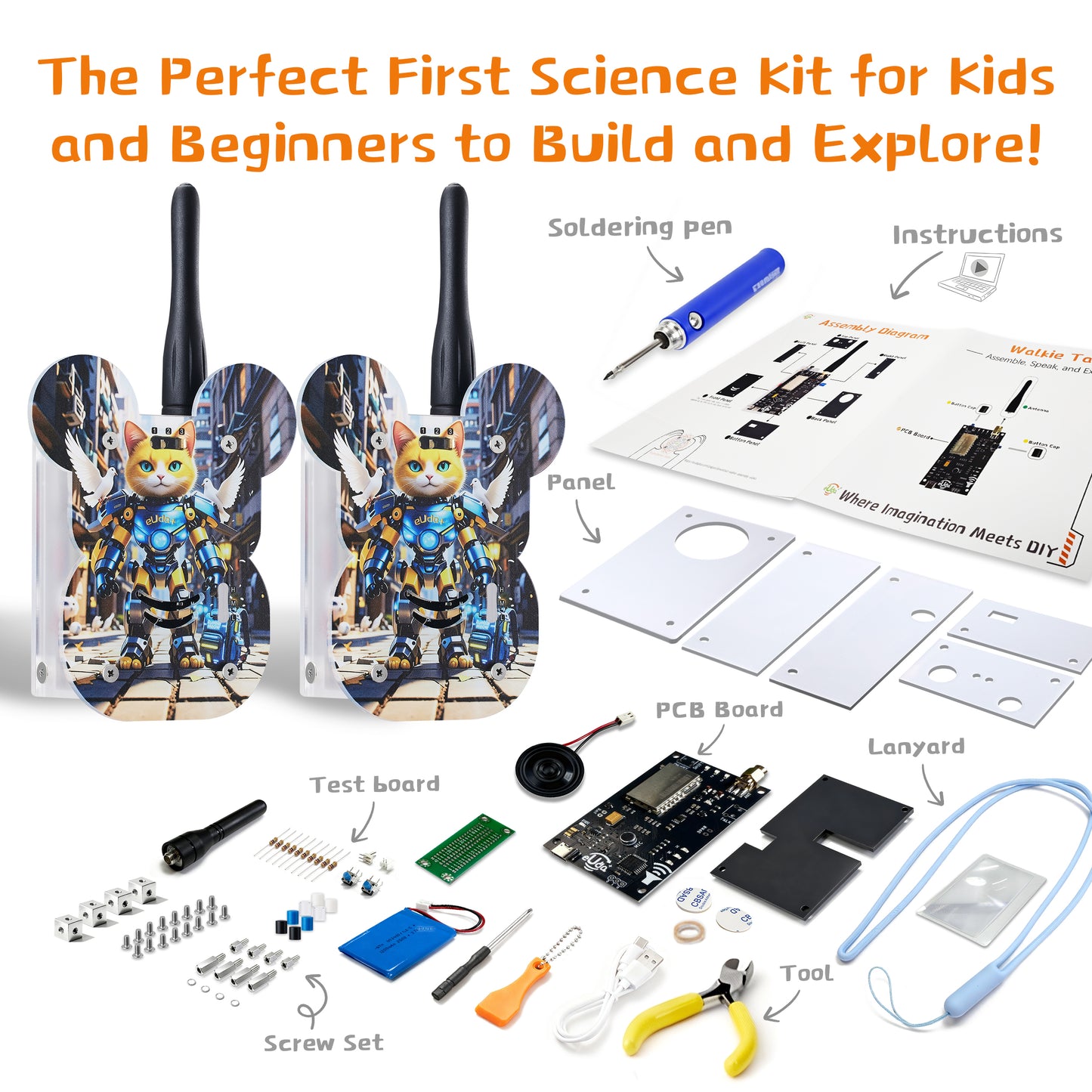 Walkie Talkies Soldering STEM Science Building Kit for Kids–Electronic Easy DIY Science Gadgets & Crafts–Unique Educational Gift Toys