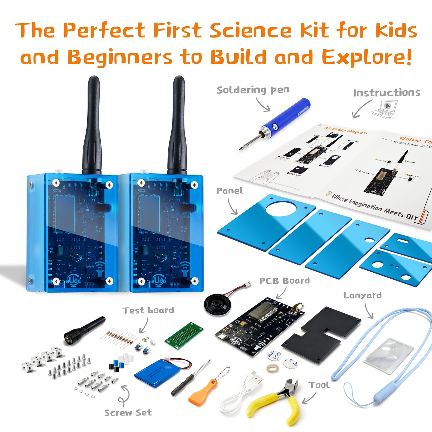 Walkie Talkies Soldering STEM Science Building Kit for Kids–Electronic Easy DIY Science Gadgets & Crafts–Unique Educational Gift Toys