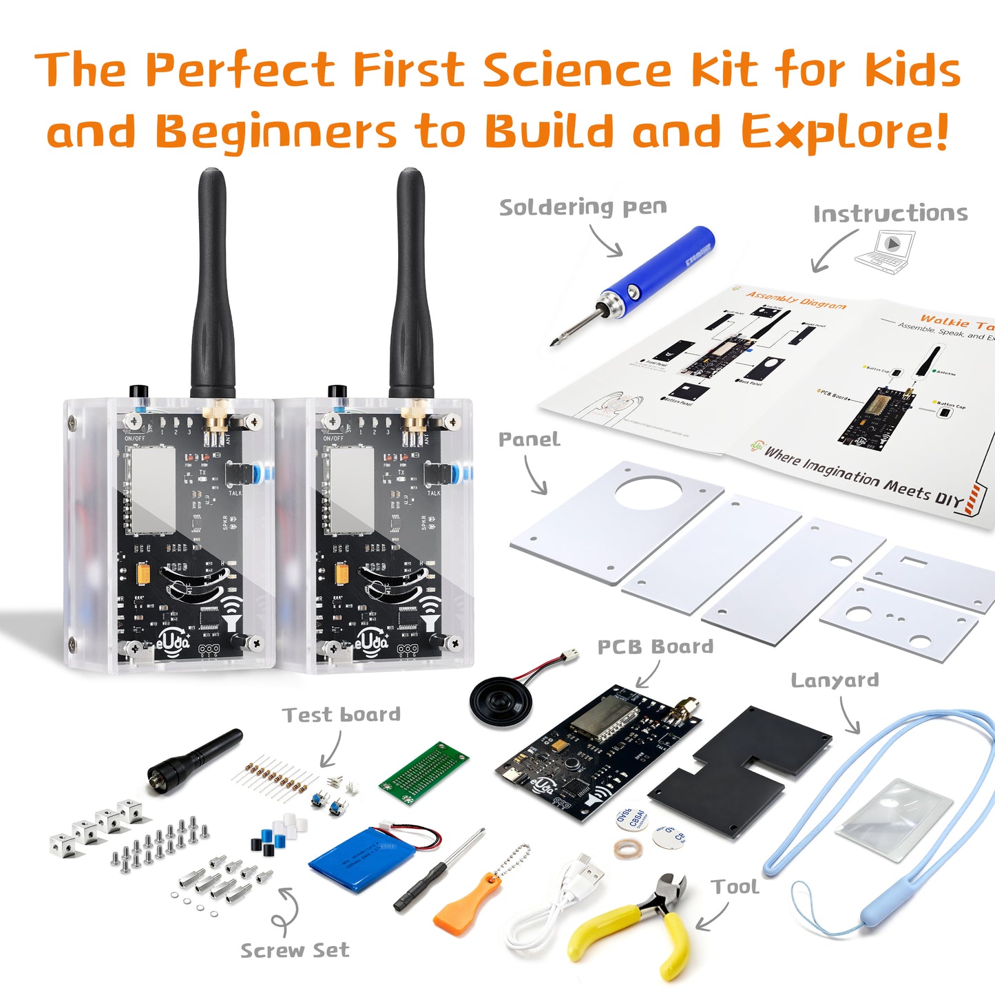 Walkie Talkies Soldering STEM Science Building Kit for Kids–Electronic Easy DIY Science Gadgets & Crafts–Unique Educational Gift Toys