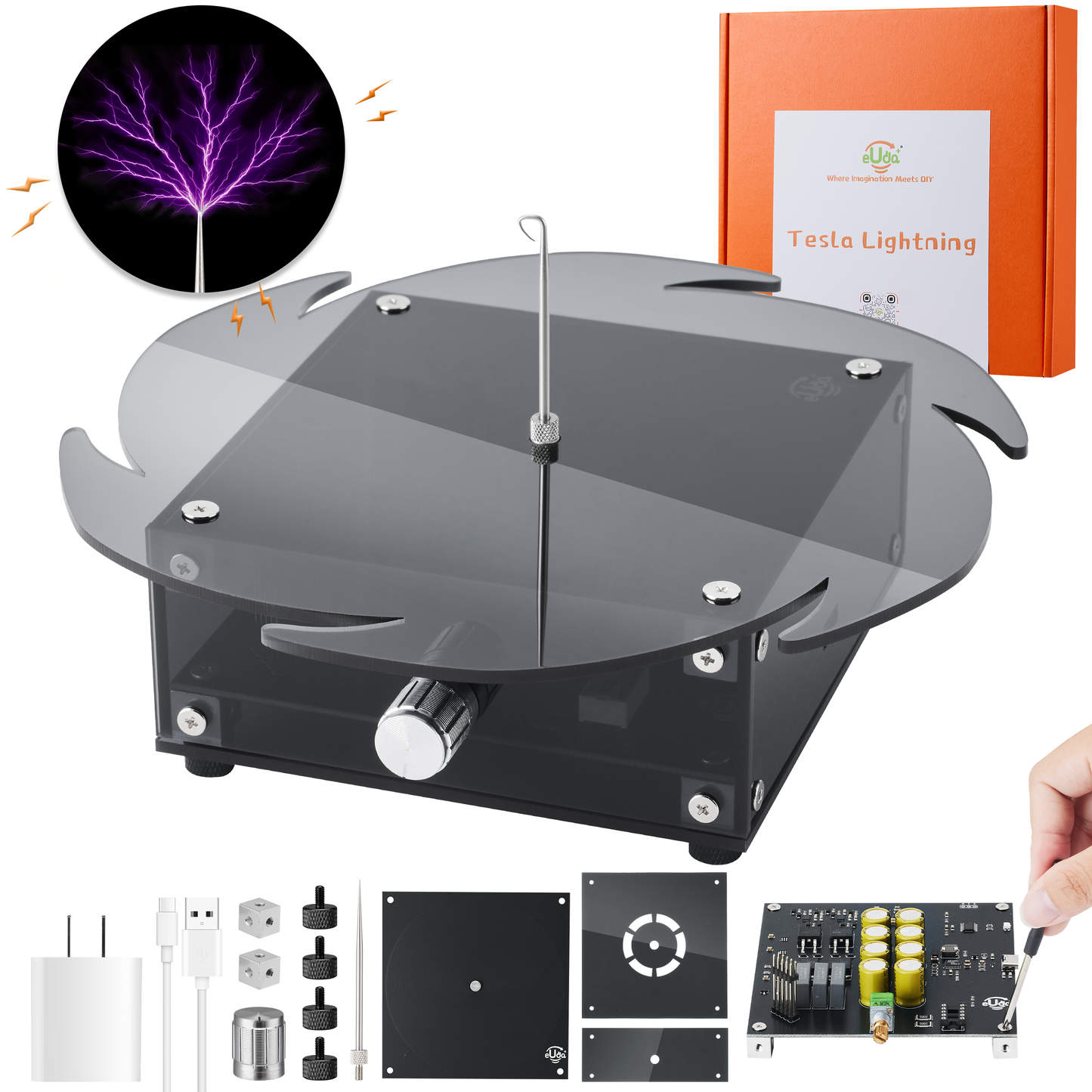 STEM DIY Assembly Tesla Lightning Coil  - Fun Science Kit for Kids & Teens