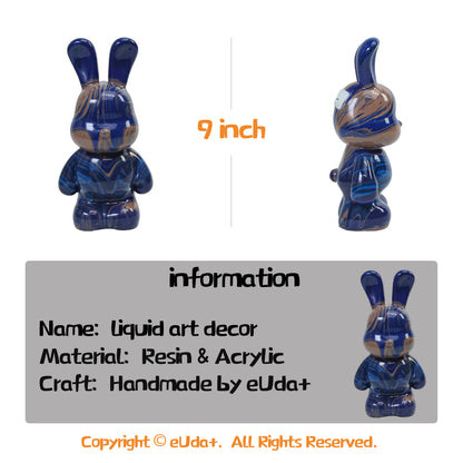 Viral Sensation: Handmade Fluid Bunny Figurine – Quirky, One-of-a-Kind Cartoon Sculpture | Polyresin Decor