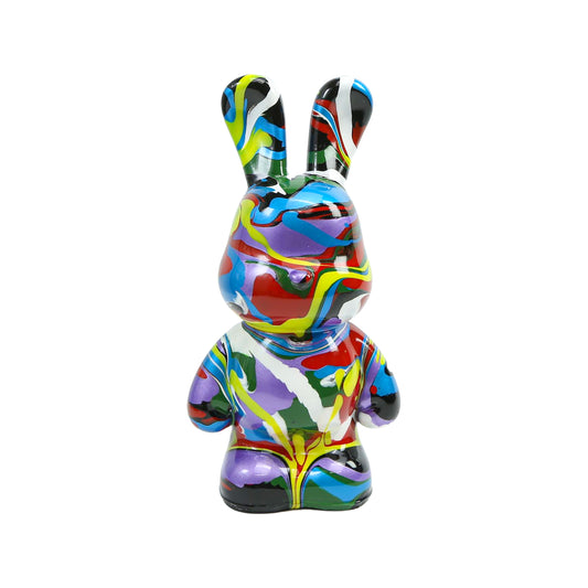 Viral Sensation: Handmade Fluid Bunny Figurine – Quirky, One-of-a-Kind Cartoon Sculpture | Polyresin Decor