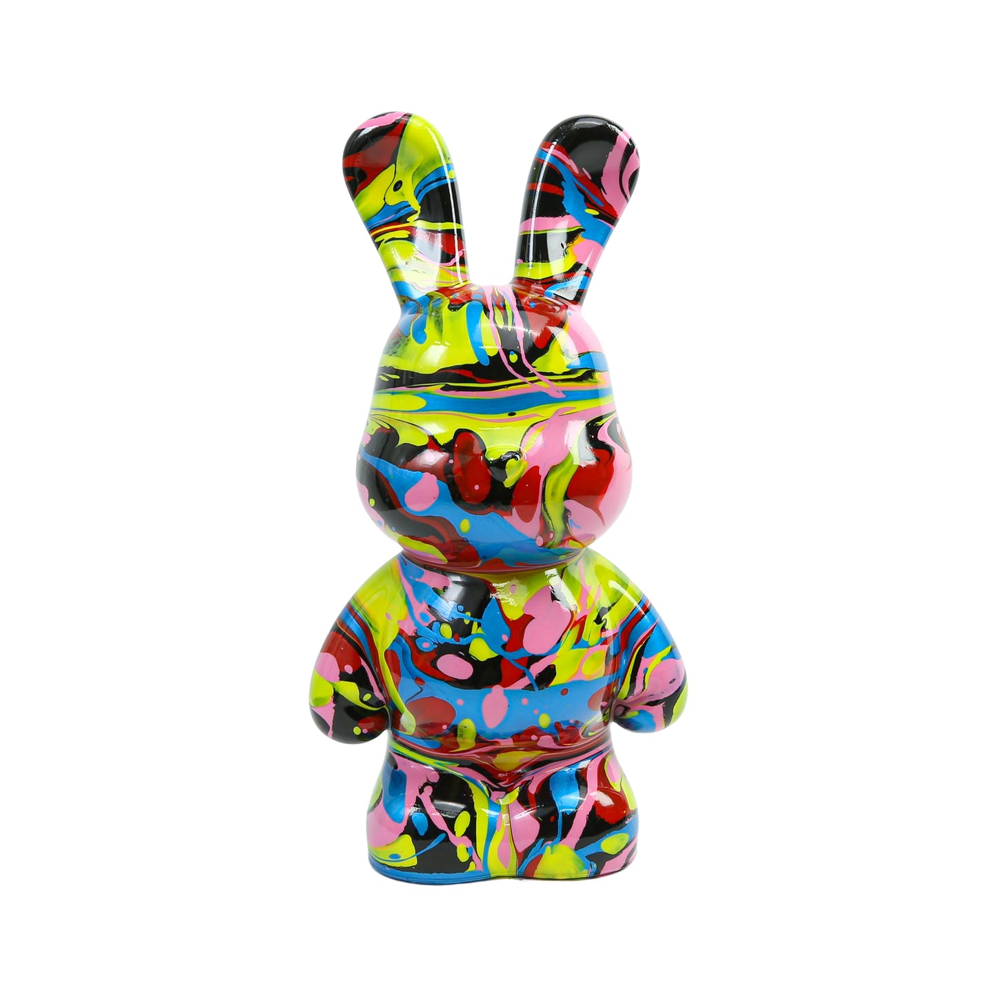 Viral Sensation: Handmade Fluid Bunny Figurine – Quirky, One-of-a-Kind Cartoon Sculpture | Polyresin Decor