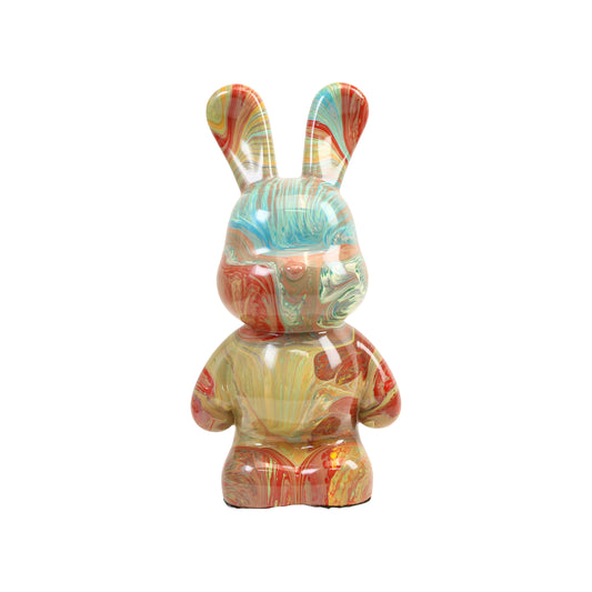 Viral Sensation: Handmade Fluid Bunny Figurine – Quirky, One-of-a-Kind Cartoon Sculpture | Polyresin Decor