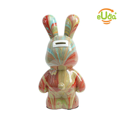 Viral Sensation: Handmade Fluid Bunny Figurine – Quirky, One-of-a-Kind Cartoon Sculpture | Polyresin Decor